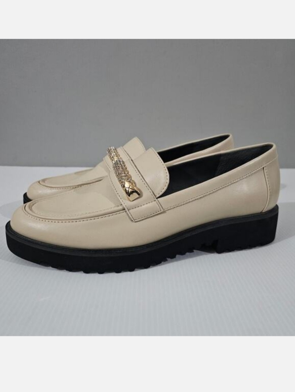 Franco Sarto Carolbling Loafer Womens 10 Cream Lug Sole Chunky Platform
